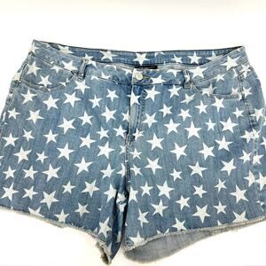 Lane Bryant Patriotic Stars Raw Hem Stretch Shorts Size 22